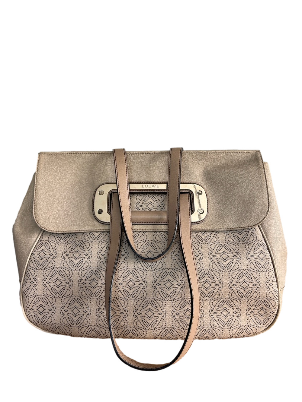 Loewe Anagram Shoulder Bag Kite Satchel Coated Canvas & Leather Tote - Picture 2 of 16